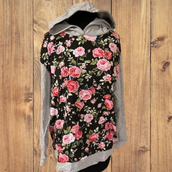 Tops - Black Floral & Grey Hoodie